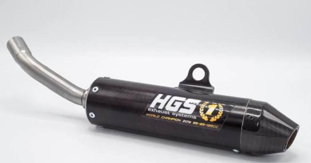 HGS Ljuddämpare 2T Racing SX85/TC85 18-24 MC85 21-.. Svart med kolfiber End cap